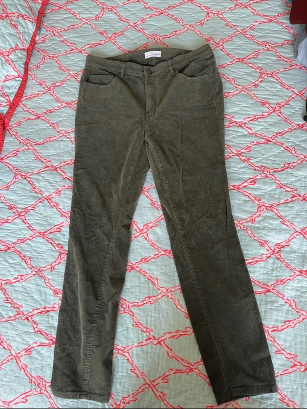 LOFT Olive Green Straight-Leg Corduroy Jeans